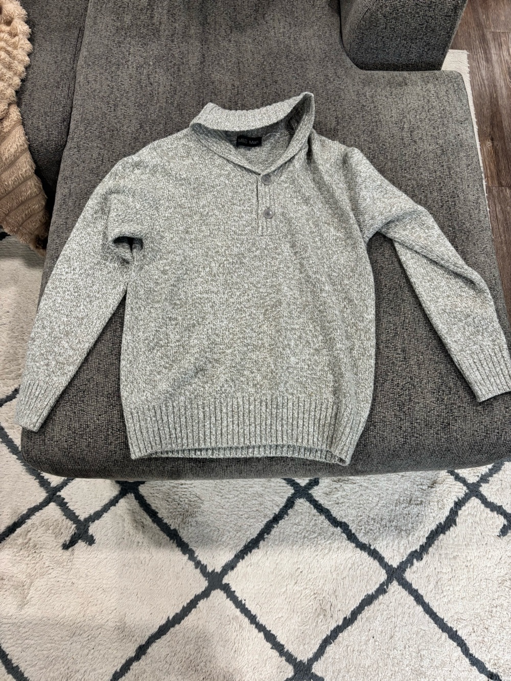 Cozy Gray Shawl Collar Sweater
